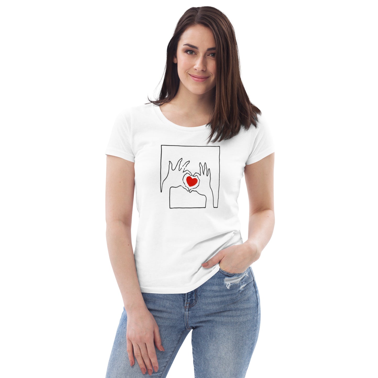 Women's Fitted Eco Heart Print T-Shirt